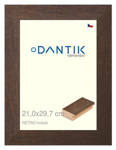 DANTIK rám na obraz 21x29,7 | RETRO hnědá (Sklo Čiré)