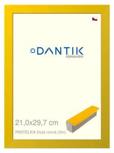 DANTIK rám na obraz 21x29,7 | PASTELKA žlutá rovná (Sklo Čiré)