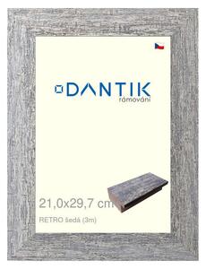 DANTIK rám na obraz 21x29,7 | RETRO šedá (Sklo Čiré)