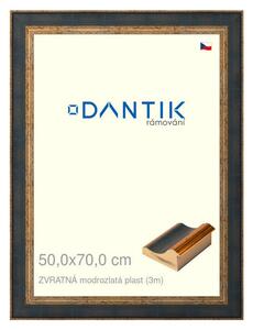 DANTIK rám na obraz 50x70 | ZVRATNÁ modrozlatá plast (Plexi Čiré)