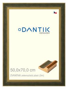 DANTIK rám na obraz 50x70 | ZVRATNÁ zelenozlatá plast (Plexi Čiré)
