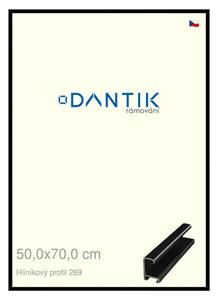 DANTIK rám na obraz 50x70 | ALU Černá lesklá (Plexi Čiré)