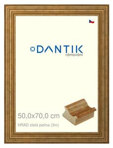 DANTIK rám na obraz 50x70 | HRAD zlatá patina (Plexi Čiré)