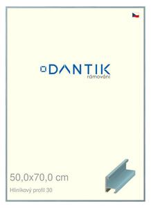 DANTIK rám na obraz 50x70 | ALU Dýha barevná modrá pastel (Plexi Čiré)