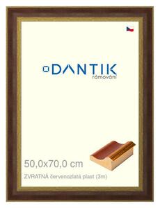 DANTIK rám na obraz 50x70 | ZVRATNÁ červenozlatá plast (Plexi Čiré)