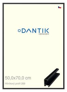 DANTIK rám na obraz 50x70 | ALU Černá matná (Plexi Čiré)