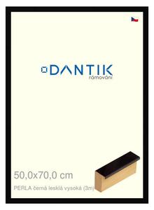 DANTIK rám na obraz 50x70 | PERLA černá lesklá vysoká (Plexi Čiré)
