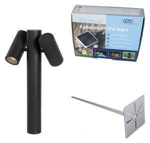Stojaca vonkajšia lampa čierna 50 cm 2-svetlá nastaviteľná - Duo