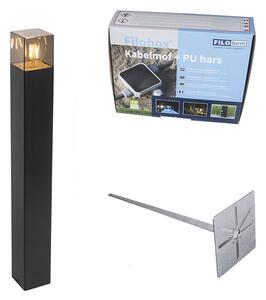 Stojacia vonkajšia lampa čierna 70 cm IP44 s dymovým sklom - Dánsko