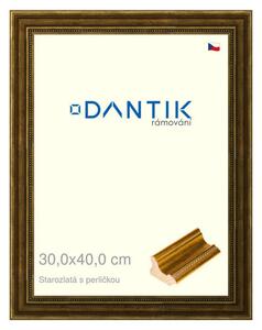 DANTIK rám na obraz 30x40 | Starozlatá s perličkou (Plexi Čiré)