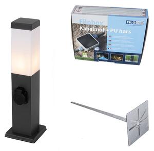 Vonkajšia lampa tmavosivá 45 cm so zásuvkou IP44 - Malios