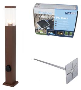 Vonkajšia lampa hrdzavohnedá 80 cm so zásuvkou IP44 - Malios