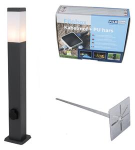 Vonkajšia lampa tmavo sivá 80 cm so zásuvkou IP44 - Malios