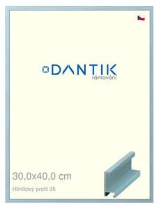 DANTIK rám na obraz 30x40 | ALU Dýha barevná modrá pastel (Plexi Čiré)