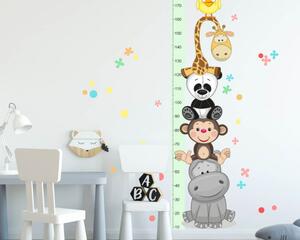 Textilná nálepka do detskej izby - Detský meter s veselými zvieratkami do 180 cm, DS-N073