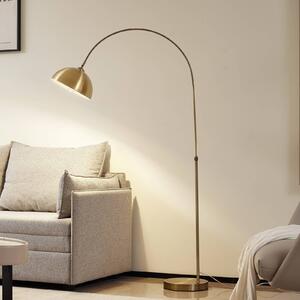 Lindby Stojacie svietidlo Lennart, antická mosadz, kov 183 cm, Hnedá / staromosadz, Obývacia izba / jedáleň, kov, Moderný, Oblúková stojaca lampa