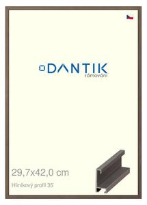 DANTIK rám na obraz 29,7x42 | ALU Hnědá tmavá (Plexi Čiré)