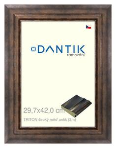 DANTIK rám na obraz 29,7x42 | TRITON široký měď antik (Plexi Čiré)