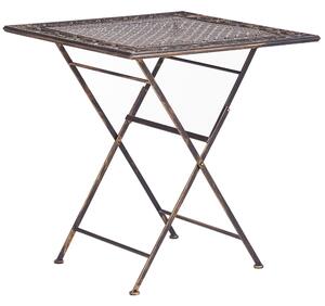 Záhradný stôl čierny kovový skladací štvorcový 70 x 70 cm UV odolný retro dizajn balkón terasa záhrada