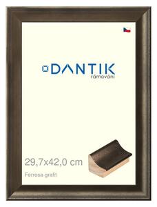 DANTIK rám na obraz 29,7x42 | Ferrosa grafit (Plexi Čiré)
