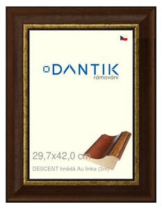DANTIK rám na obraz 29,7x42 | DESCENT hnědá Au linka (Plexi Čiré)