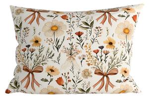 Polybavlnená obliečka na vankúš FLORAL RIBBON POLY 70x90 cm, krémová