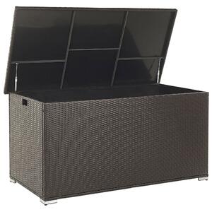 Vonkajší úložný box hnedý umelý ratan 155 x 75 cm záhradný box na vankúše moderný štýl terasa záhrada