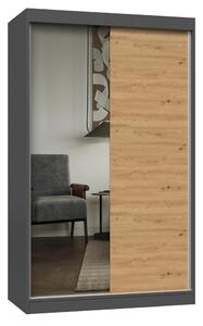TP Living Šatní skříň Iga se zrcadlem 120 cm antracit/dub artisan
