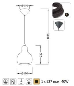ACA DECOR Závesné stropné svietidlo BLOOM max. 40W/E27/230V/IP20, čierne