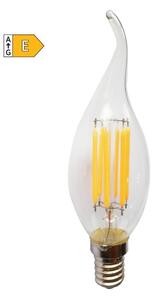 Diolamp LED Filament žiarovka číra Candle Flame CF35 4W/230V/E14/4000K/490Lm/360°