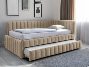 Čalúnená posteľ COMFINO VELVET s prístelkou 120x200 cm krémová