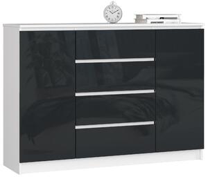 Ak furniture Komoda Rollo Z 140 cm grafit lesk/biela