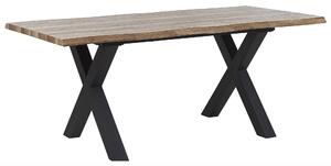 Jedálenský stôl svetlé drevo čierna MDF kov 140/180 x 90 cm rozkladací pre 6 osôb moderný rustikálny štýl kuchyňa jedáleň