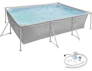 Tectake 402894 obdĺžnikový bazén s filtračným čerpadlom 300 x 207 x 70 cm - šedá