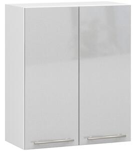 Ak furniture Závěsná kuchyňská skříňka Olivie W 60 cm bílá/metalický lesk