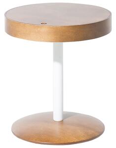 Odkladací stolík tmavé drevo biela MDF oceľ ø 40 cm okrúhly s úložným priestorom moderný škandinávsky štýl obývacia izba
