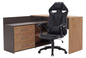 TP Living Rohový psací stůl Dany dub Artisan/antracit s herním křeslem Drift černým