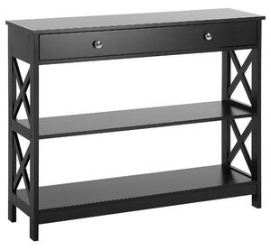 Konzolový stolík čierna MDF 80 x 100 x 30 cm 1 zásuvka 2 police úložný priestor moderný rustikálny štýl obývačka predsieň