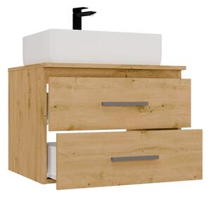 TP Living Závěsná skříňka pod umyvadlo s deskou Nel 2S 60 cm dub Artisan