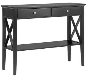 Konzolový stolík čierny MDF 80 cm s 2 zásuvkami nábytok na chodbu retro dizajn