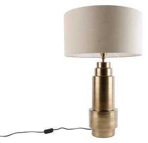 Stolná lampa bronzová s tienidlom z látky svetlohnedá 50 cm - Bruut