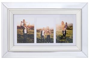 Fotorámik strieborný sklenený zrkadlový 32 x 50 cm na 3 fotografie 10 x 15 cm dekorácie doplnky
