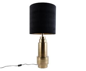 Stolná lampa bronzová s tienidlom z velúru čierna so zlatom 40 cm - Bruut