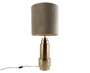 Stolná lampa bronzová s tienidlom z velúru taupe so zlatom 40 cm - Bruut