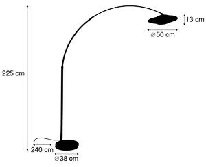 Moderne booglamp zwart oosterse kap met bamboe 50 cm - XXL Rina