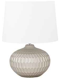 Stolná lampa zlatá biela okrúhly keramický podstavec 51 cm látkové tienidlo nočná lampa moderný štýl obývačka spálňa