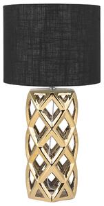 Stolná lampa zlatý keramický podstavec 71 cm čierne látkové tienidlo okrúhle v tvare bubna moderný glamour štýl obývačka spálňa