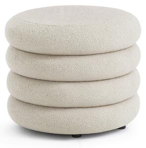 Ak furniture Taburet Mollis bouclé biely