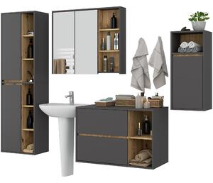 Ak furniture Kúpeľňová zostava VAMI grafitovo šedá/dub artisan