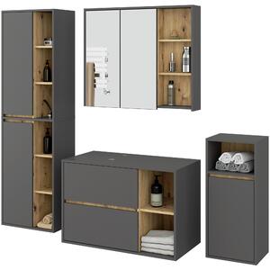 Ak furniture Kúpeľňová zostava VAMI II grafitovo šedá/dub artisan